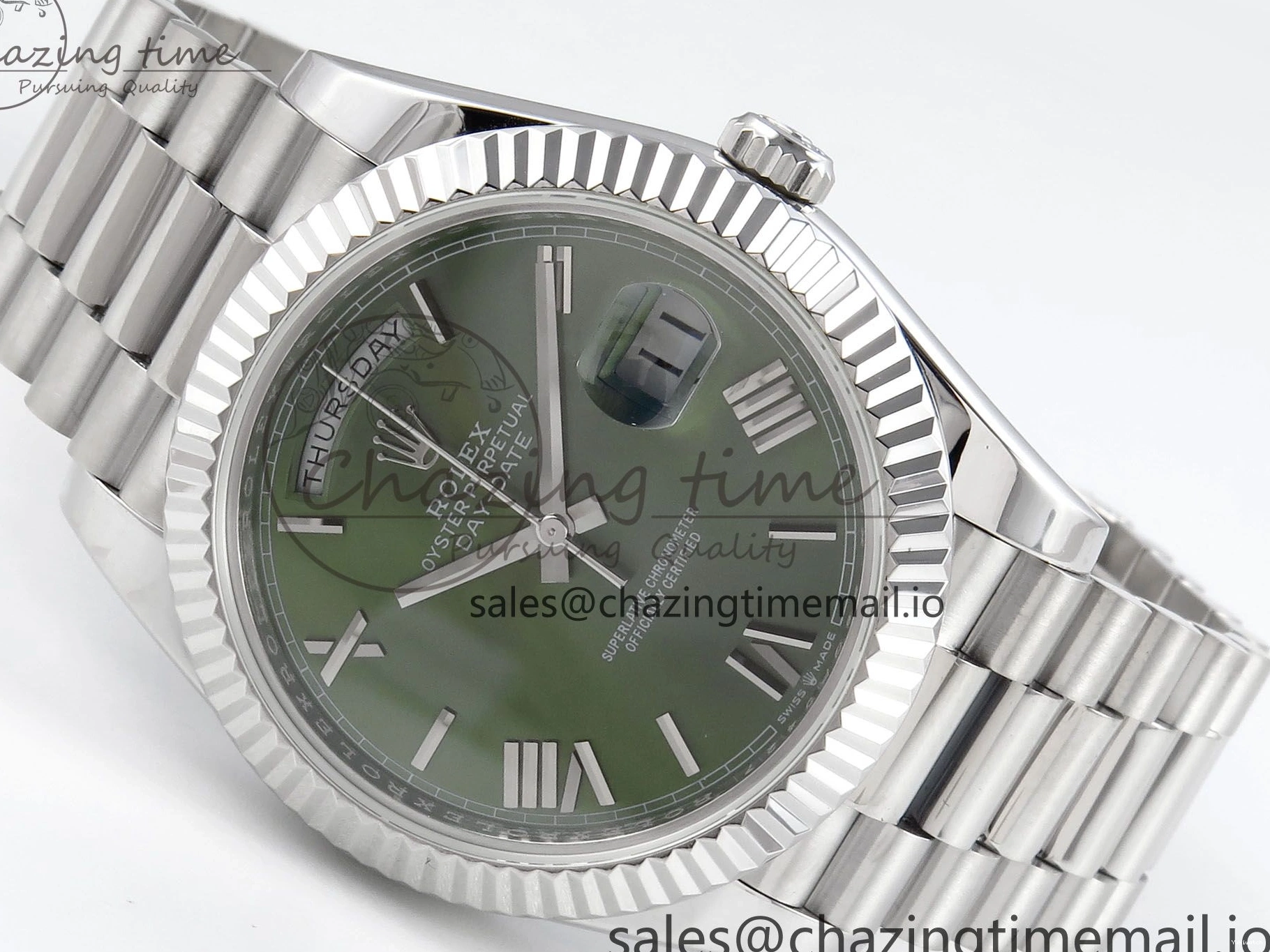Weight) Roman 1:1 KF 40 Edition Best 228239 (Gain on SS Dial Green Bracelet VR3255 Day President Date 0308